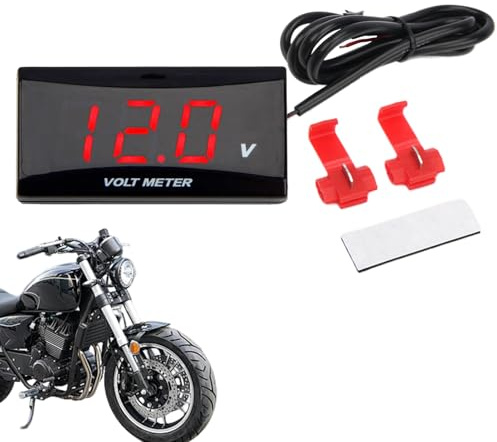 Batterie Monitor | 0-20V LCD Anzeige Kleines Messgerät - Motorrad Batterie Spannungsmessgerät - Für Auto Kraftfahrzeuge Motorrad LKW ATV Pickup Limousine Roller Armaturenbrett Lenker