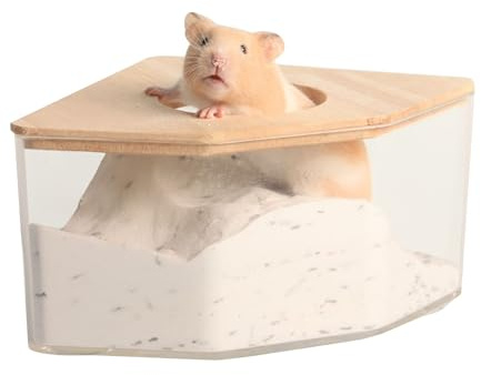 BEAHING Hamster-Sandbad-Behälter, 15 x 15 x 8 cm, Hamster-Toilettenbox, Kleintier-Badezimmer für syrische Rennmäuse, Zwerg-Meerschweinchen, Ratten, Mäuse, Toilette