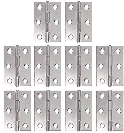 CxutSa 10pcs Butt Hinges 50mm Hinges Small Hinges Stainless Steel Door Hinges Internal Cabinet Hinges Cupboard Hinges for Wood Box Crates Storage Doors Light Project DIY 6 Mounting Holes Silver
