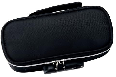 YUKERMARB Låsande Pennfodral, Stor Kapacitet, Papperspåse i Canvas, med Bekvämt Handtag, Kombinationslås, Minimalistisk Design, för Skola/utomhus (Svart)