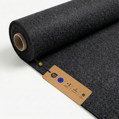LOMIQ Feltro ULTRAFLEX 100x200 cm, Nero, Tessuto a Metraggio, 300 g/m², Tessuto Di Rivestimento Interno Flessibile, Feltro Artigianale Superflex, Tappetino Antistatico In Feltro Per Camper Vw T4 T5 T6