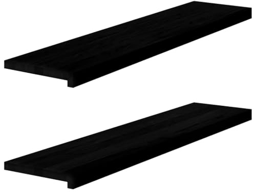 QUAHEAS Alféizares de madera maciza de roble marrón oscuro, 110 x 30 x 2 cm, 2 unidades, alféizar de madera para ventana como borde y perfil de montaje para marcos de ventanas, marcos de interior y