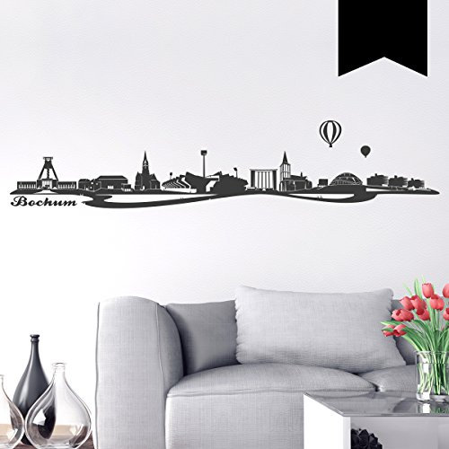 WANDKINGS Wandtattoo - Skyline Bochum - 115 x 23 cm - Schwarz - Wähle aus 6 Größen & 35 Farben