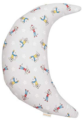 Stillmond Ed & Edda 140 cm anschmiegsames Stillkissen & Bauchstützkissen | Schmuse- & Lesekissen | geräuscharme EPS-Microperlen Füllung | TÜV zertifiziert (Motiv Ed & Edda Sterne grau)