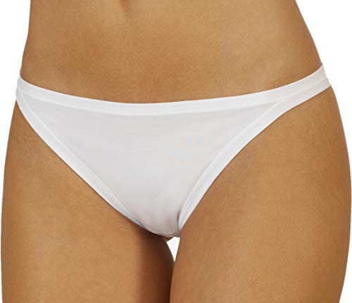 6 Slip Tanga donna in cotone modal con bordo piatto e fianco basso, senza elastico (4/M, Nero)