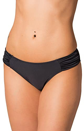 Aquarti Bikini Hose Damen mit seitlicher Raffung – Klassische Bikinihose Damen Slip – Bikinihosen für Damen, Farbe: Schwarz, Größe: 40