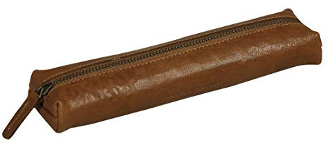 Clairefontaine 106511C Schlampermäppchen (Flying Spirit aus Leder, klein, rund, 19,5 x 4,5 x 2,3cm) 1 Stück Cognac