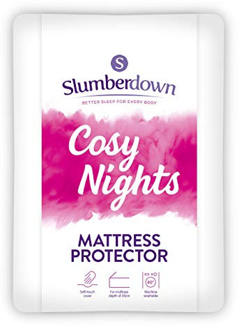 Slumberdown Cosy Nights Mattress Protector Double Bed - Soft, Breathable & Spill-Resistant Mattress Cover | 30cm Deep Fitted Straps, Non-Allergenic, Washable (135 x 190cm)