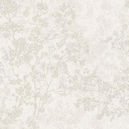Papier peint motif feuille 373972 | Blanc | Salle de bain, chambre & couloir | Clair intissé & vinyle