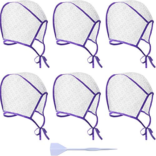 6 Pieces Highlighting Cap Hair Frosting Cap Highlight for Dye Color with Plastic Hooks Hair Coloring Salon Hairdressing Tool Kit Supplies(Purple)