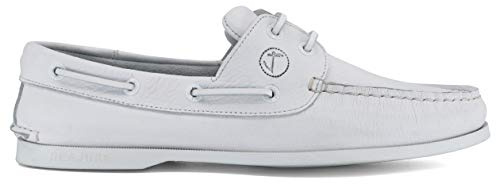 Seajure Chaussures Bateau pour Homme Knude en Cuir Blanc