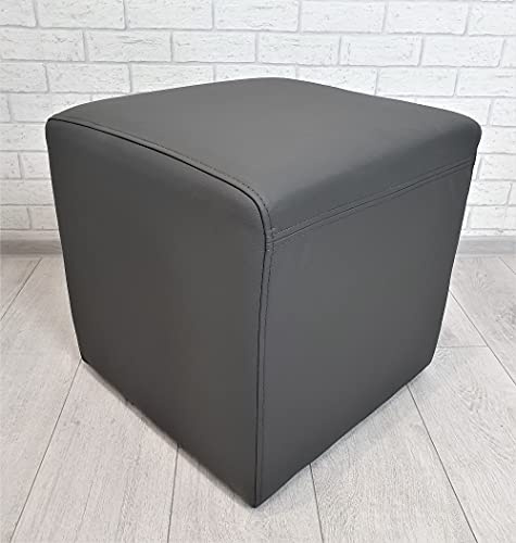 Quattro Meble Dunkelgraues Hocker Farbe anthrazit, viele Größen Echtleder Sitzhocker Rindsleder Sitzwürfel Fußhocker Polsterhocker Echt Leder Puff (40 x 40 x H-40 cm)