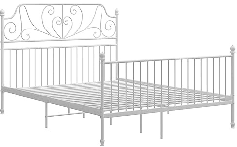 vidaXL Bettgestell Metallbett Schlafzimmer Bett Doppelbett Schlafzimmermöbel Bettrahmen Lattenrost Pulverbeschichtetes Metall Weiß 140x200cm