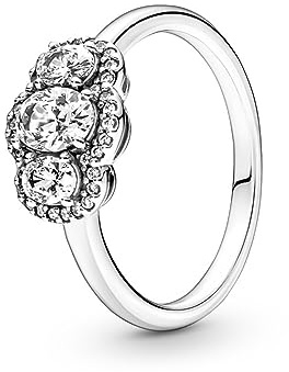 PANDORA Drei Steine Vintage-Ring in Sterling-Silber mit Zirkonia, Gr. 52, 190049C01-52