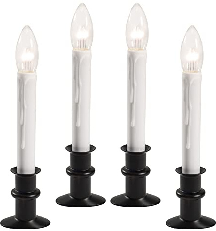 612 Vermont Ultra-Bright LED Window Candles with Timer, Battery Operated, Slim-Line Metal Base, VT-2813-OW-4R (Matte Onyx, Pack of 4)