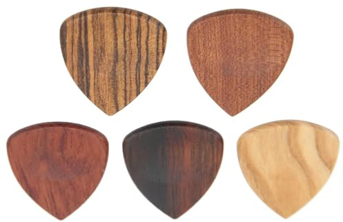5 Stück Holzgitarren Picks, Gitarre Mediatoren Hölzerne Plektrum Gitarrenplektren Wood Guitar Picks für Bass E-Gitarre Ukulele Mid Tone Akustikgitarre Zubehör Ukulelen Liebhaber Bühne spielen