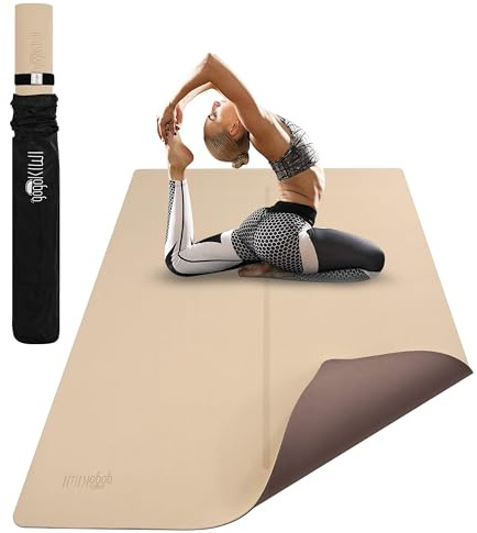 Gogokiwi Large Yoga Mat (6'x4') Extra Wide 1/4 Inch Thick Workout Mat for Home, Non Slip Fitness & Exercise Mat for Home Gym, Yoga, Pilates, Stretching, and Floor (Neutral Nature)