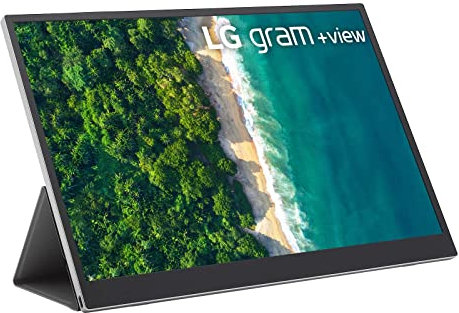 LG Gram +View 16MQ70, Ecran PC Portable 16 - Dalles IPS résolution QHD+ (2560 x 1600) Format 16:10, 60Hz, DCI-P3 99%, USB-C DP Alt Mode, étui de Protection/Support fourni, 670g