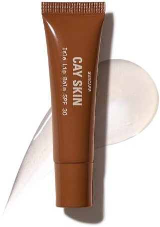 Cay Skin Isle Lip Balm SPF 30 – High Shine, Hydrating + Sheer Lip Gloss in Vanilla Brown Sugar Flavor – Formulated with Natural Ingredients for All Skin Tones – Clear, 0.35 oz