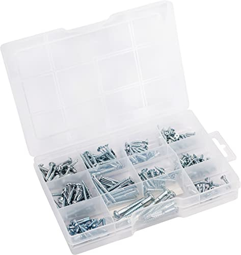 Connex Holzschrauben-Sortiment 280-teilig - Diverse Größen - Senkkopf & PH Phillips-Antrieb - Rundkopf & Schlitz-Antrieb - Teilgewinde - Verzinkt / Schrauben-Set / Sortimentskasten / DP8500125