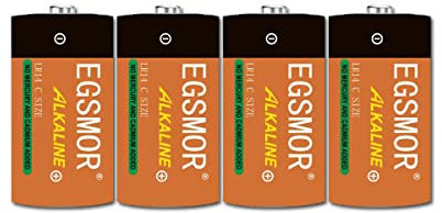 EGSMOR 1.5V C Cell High-Performance All-Purpose LR14 Alkaline Batteries, 5-Year Shelf Life,for Household,Office Devices and Business (4 Count)