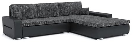 Sofini Ecksofa Toronto 240/200 mit schlaffunktion. Eckcouch mit Bettkästen. Best möbel! Hit Schlafcouch für das Wohnzimmer. L-förmig, Decorative Kissen. (Lawa 17+ Soft 11 Rechts)