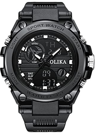 rorios Herren Uhren Outdoor Digitaluhren Militär Armbanduhr mit LED Hintergrundbeleuchtung Kalender Männer Jungen Stoppuhr(Schwarz)