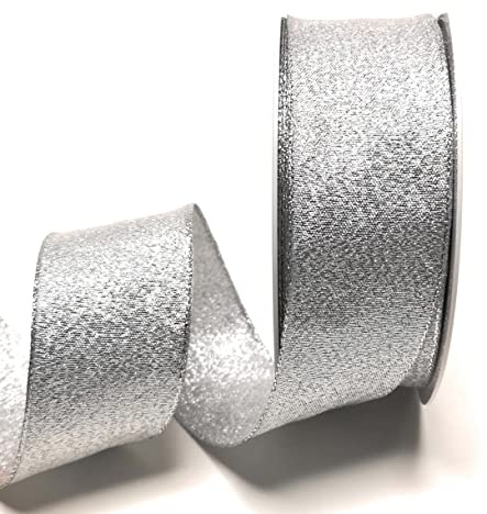 s.dekoda Brokatband 25m x 40mm Silber Schleifenband Dekoband Brokat Geschenkband