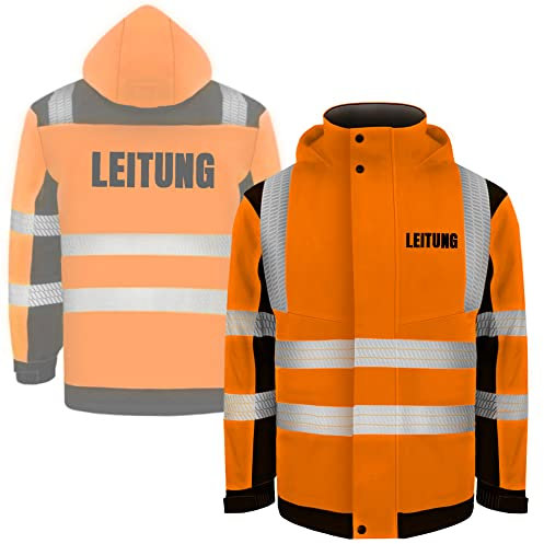 Fassbender-Druck WARNWESTEN - LEITUNG Sicherheitsjacke Winterjacke ORANGE - ORANGE Warnjacke nach EN ISO 20471 zertifiziert - Unisex und hochwertigem Reflektorstreifen (Gr. XXL)