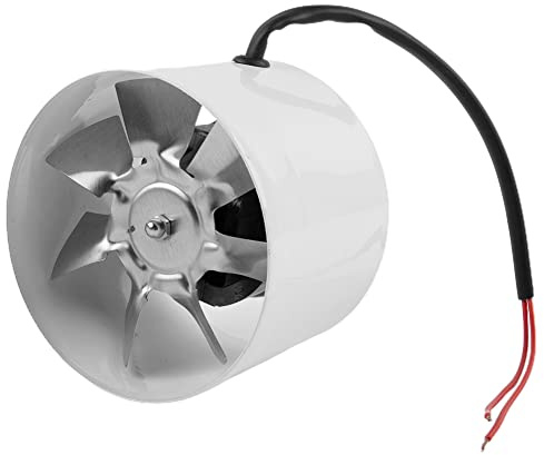 DAZZLEEX Ventola di estrazione in linea - Ventola di estrazione da 100 mm, ventola di scarico del fumo 140 m³/h Ventola per tubo in linea silenziosa, colore: Bianco