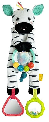 Fehn Bean Bag Zebra – Motorikspielzeug mit Perlenring für Kinderwagen, Kinderbett und Babyschale – Granulat Füllung zum Fühlen und Greifen – Spielzeug für Babys und Kinder ab 0+ Monaten