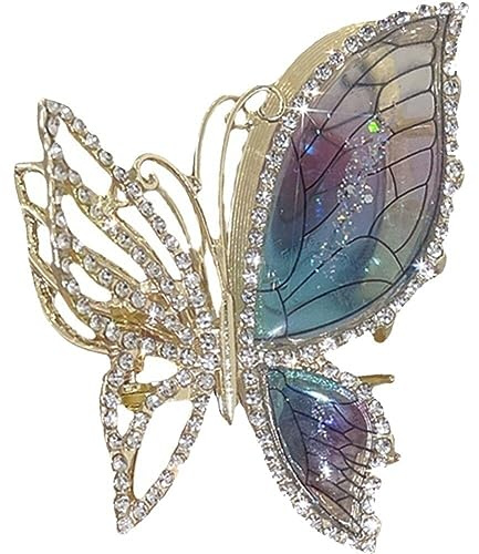 Luxylei Schmetterling Für Frauen, Modische Haarklammer Aus Metall Strasssteinen, Glitzernde Haarspangen, rutschfest, Robust, Haarschmuck