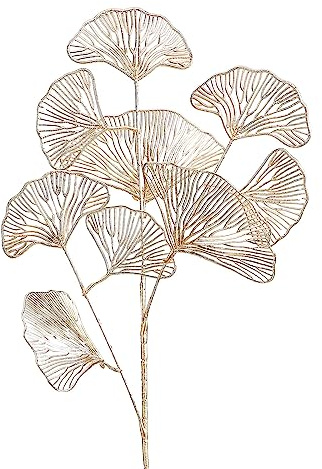 BEIJIALY 8 Pezzi Piante Dorate Artificiali Foglie di Ginkgo Dorate Finte, Cespugli di Foglie di Albicocca Dorate in Plastica Finta da 68 Cm, Fiori Finti Arbusti Finti Foglia di Ginkgo di(Oro)