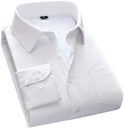 Chemise En Velours Pour Hommes - Chemises Thermiques D'Hiver Décontractées À Manches Longues Blanches Unies Classiques Pour Hommes, Doublure En Flanelle De Mode Chemises Épaissies Chaudes Slim