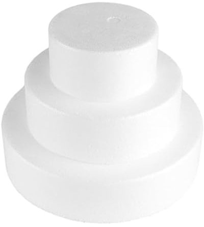 Torta Finta in Polistirolo 3 Piani – Basi per Cake Design e Decorazioni – Altezza 6 cm per Piano, Diametro 20 cm, 15 cm, 10 cm