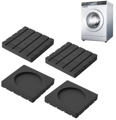 4 Pcs Anti Vibration Pads for Washing Machine,Washing Machine Anti Vibration Pads, Black Square Rubber Washing Machine Vibration Pads for Dry Cleaning Machines and Washing Machines