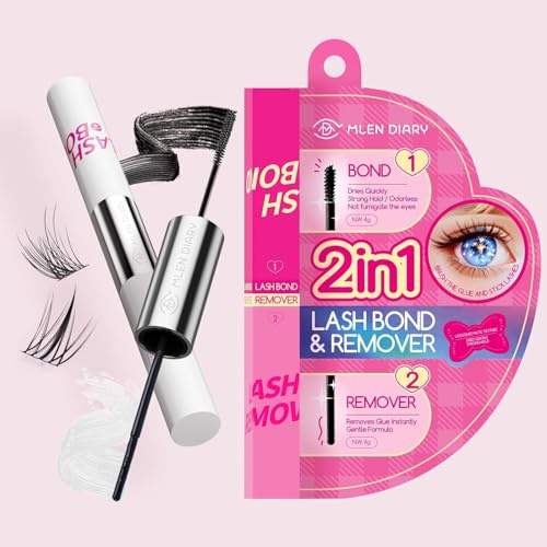 Mlen Diary Lash Bond and Sealer, 2 in 1 Eyelash Bond Wasserfest und Langanhaltend, Entfernt Wimpern Schnell in 5 Sekunden Ohne Rückstände