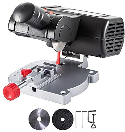 Mini Miter Saw 0-45° Adjustable 90W Electric Table Saw - 7800rpm for Wood Copper Aluminum Hobby Craft - 50mm Blades - 1/2 Cutting Depth - Miter Cut-off Chop Saw Benchtop - Steel and Resin - 1/2inch