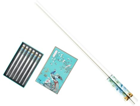 Set di bacchette cinesi in porcellana, confezione regalo, 6 paia di bacchette riutilizzabili, lavabili in lavastoviglie, set regalo con custodia, bacchette in ceramica di osso di alta qualità con