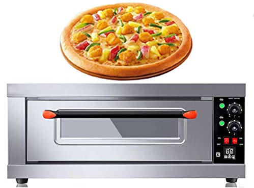 SmPinnaA Forno Elettrico per Pizza Commerciale, Forno Elettrico per Pizza Cucina A Piano Singolo Cottura Commerciale Catering con Pietra Refrattaria con Timer, 3200 W, Acciaio Inossidabile