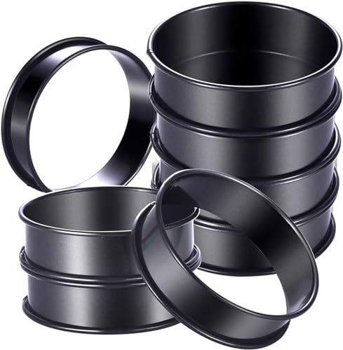 8 Pcs Stainless Steel English Muffin Pans, Non-Stick English Muffin Pans, Multipurpose Baking Molds