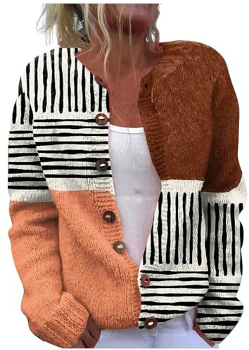 YIzdegg Cardigan en tricot pour femmes en laine oversize avec boutons vestes tricotées impression colorée veste câline hiver Christmas Sweater Knit Sweater Y2k cardigan en laine tricotée cardigan