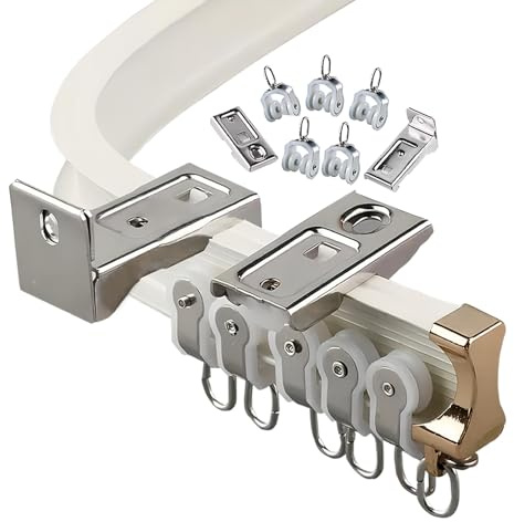 XIOXJK Binario per Tenda Pieghevole, 1-6,5 m, Lega di Alluminio, Montaggio a Parete o Soffitto, Bianco