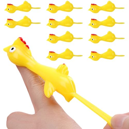 LTMMC 10 PCS Catapult Slingshot Chicken Stretchy Flying Chickens Flick Toys | Stress Flying Toys Inside Out Toys, Funny Stocking Party Bags Fillers, Girls and Boys Birthday Gifts,Holiday Gifts