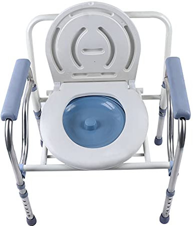 ZJHESXV Toilettenstuhl für Senioren Toilettenstühle Duschrollstuhl Faltbar Duschstuhl Höhenverstellbar WC Stuhl Nachtstuhl für den Hausgebrauch, Senioren und Pflege, Tragfähigkeit 150kg