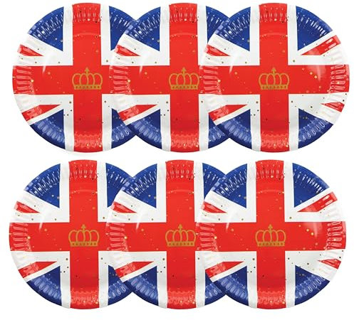 I LOVE FANCY DRESS Klassische Union Jack-Flagge in Rot, Weiß und Blau, 4 Stück (40 Teller) – Ve Day Party britische Flagge Feier – perfekt für britische, historische Straßenpartys