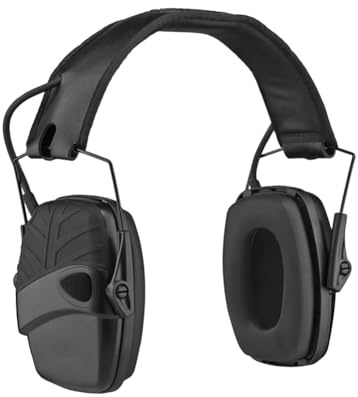 Qichill Casque Antirume Impact Hearing Casque Anti-bruit Électronique Casque Anti-bruit pour Sports de Plein Air Noir