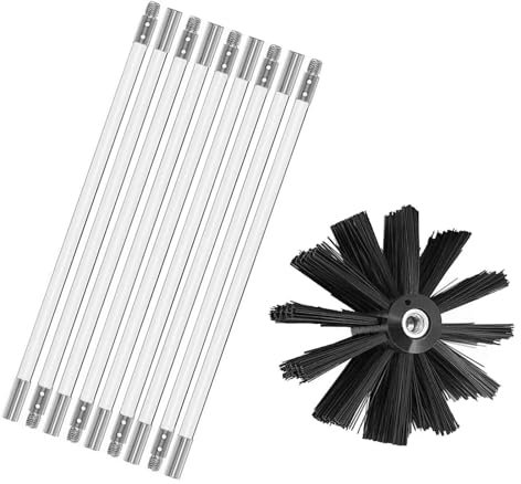 Kit De Ramonage For Poêle À Granulés, Kit De Brosse De Nettoyage De Cheminée Pivotante, Tiges Flexibles En Nylon, Kit De Ramonage For Conduits De Cheminée For Kit de nettoyage de cheminée(9 Rods,610mm