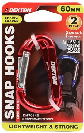 Dekton 2pc Medium Carabiner Set -Heavy-Duty Metal Clips| Strong Load-Bearing Capacity|Quick-Release Locking Mechanism|Rust-Resistant Finish|Versatile Use for Gear, Keys, Accessories|Durable & Reliable