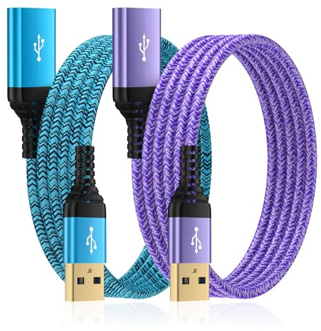 USB Extension Cable 6FT, 2Pack USB Extender USB3.0 Extension Cord Type A Male to Female Extender Cable 5Gbps High Speed Data Transfer for Gamepad,Keyboard,Webcam,Mouse,Camera,Flash Drive,Hard Drive
